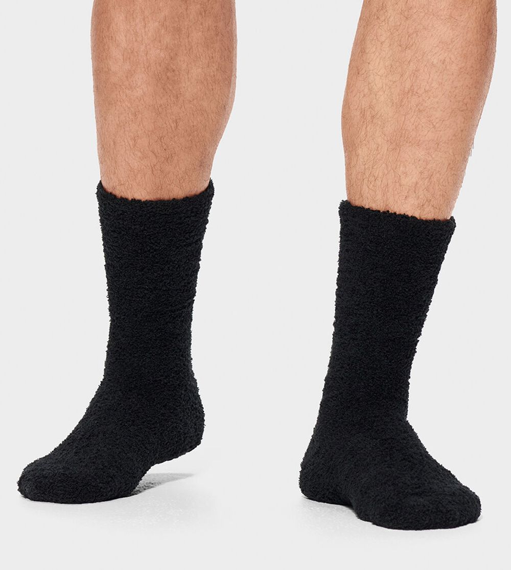 Ugg Sock Mens - Ugg Fincher Ultra Cozy Crew Black - 523XDINLF